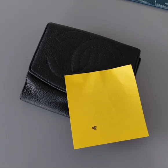 CHANEL Black Textured Leather Wallet